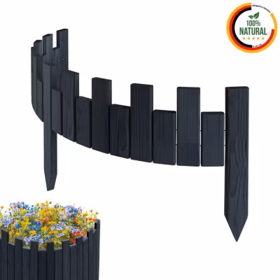 Bordure de Jardin – Anthracite – 100 cm x 15 cm – Bois de Pin – Design Élégant – Durable