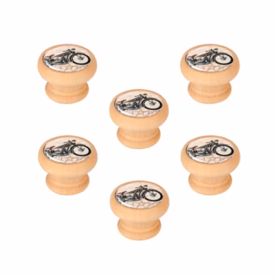 6 Un. bouton poignées de meuble Vintage Retro bois colorant naturel MOTO – diamètre 40MM