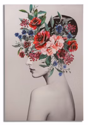 Impression sur toile multicolore femme avec des fleurs cm 80×2,8×120