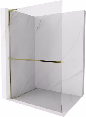 Mexen Kioto+ L paroi de douche avec étagère Walk-in 95 x 200 cm, transparent, doré – 800-095-123-50-00