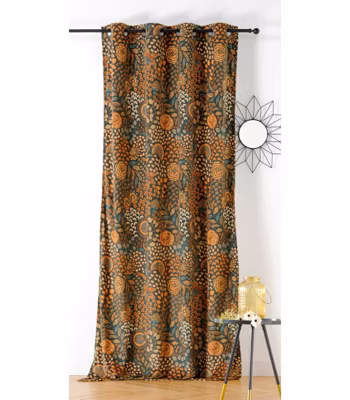 Rideau motif fleur Pendjab – 145x260cm – Abricot