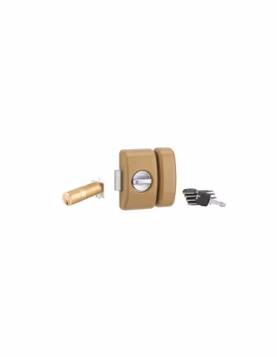 Verrou à bouton Universel ajustable pour entrée, HG 5+, dim. cylindre de 35 à 80mm, acier, 5 clés, epoxy bronzze  – THIRARD