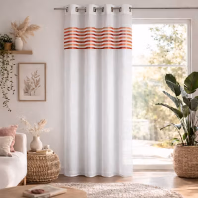 Voilage étamine parement tissé dans le haut (140×260 cm – Cuivre)