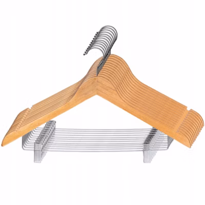 KADAX Cintres en bois avec clips 12 pcs
