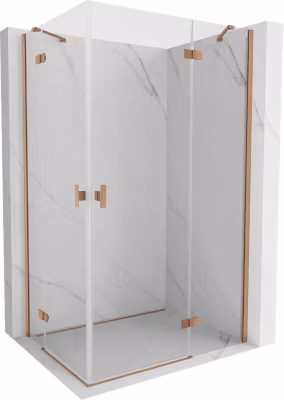 Mexen Mist-H Duo cabine de douche pivotante droite 105 x 115 cm, transparent, cuivre brossé – 8A5-105L-115P-65-00