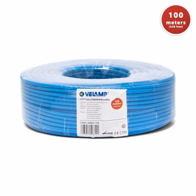 Câble réseau CAT6 UTP 100mt en bobine, certifié CPR
