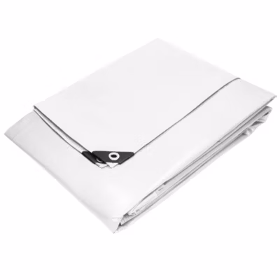Bâche de couverture étanche protection en PE avec oeillets 8×10 m 260g/m² blanc