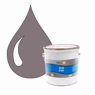 Peinture fer antirouille – Laque extérieure Semi-Brillante POK FER – 2,5L – RAL 7036 – Gris Platine