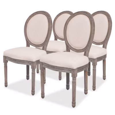 Prolenta Premium –  Chaises à manger lot de 4 crème tissu