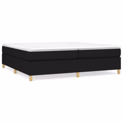 Lit double, Lit adulte, Cadre de lit à ressorts noir 200×200 cm tissu