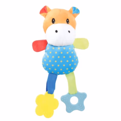 Peluche rio hippopotame bleu anneau à mordiller 26 cm jeux pour chiots