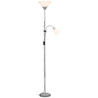 SPARI LED Lampadaire 2L avec liseuse argent/blanc E27+E14 8W – métal/plastique – ampoule incluse