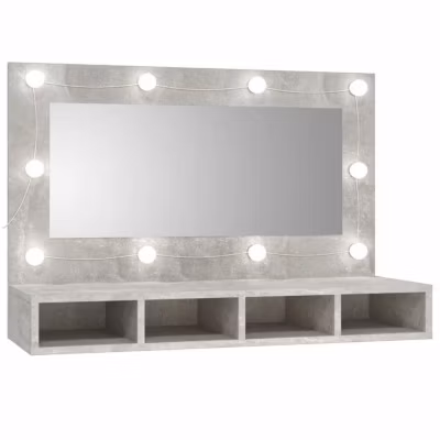 808895 vidaXL Armoire à miroir avec LED Gris béton 90×31,5×62 cm