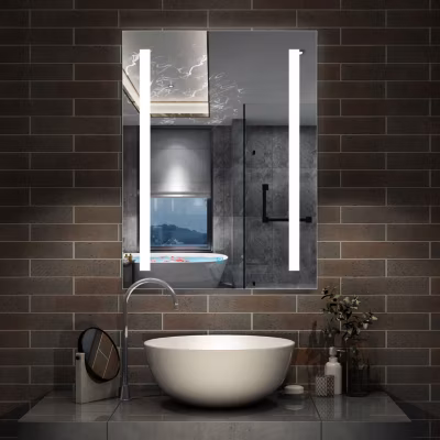 Miroir de salle de bain 60x45cm avec gradation infinie, anti-buée et mémoire, miroir mural, AICA SANITAIRE