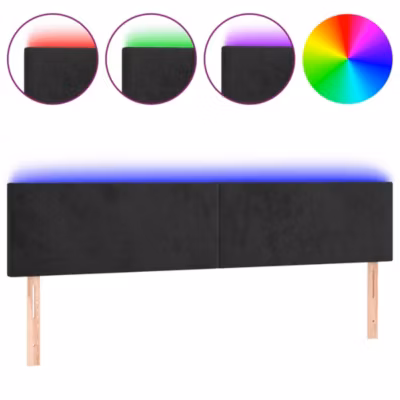 vidaXL Tête de Lit à LED Meuble de Chambre à Coucher Accessoire de Lit Double Tête de Cadre de Lit Intérieur Noir 3121394