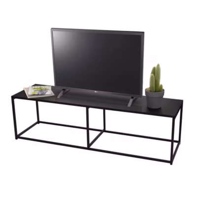 Meuble TV style industriel collection SOHO – Coloris noir, dimensions 140x40xH40 cm
