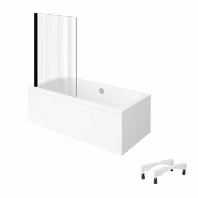 Baignoire droite VILLEROY & BOCH Architectura avec pieds acrylique 170 x 80 cm  + Pare bain gauche AURYS Raywall Noir mat