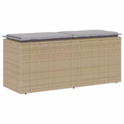 Banc de jardin avec coussin beige 110x40x44 cm résine tressée vidaXL