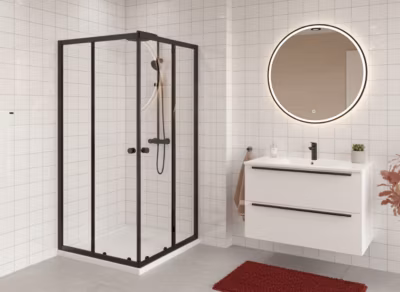 Swiss Aqua Technologies SAT PROJECT Douche 90x90cm coulissante avec profilé noir mat (SATPROMUQ90CT)