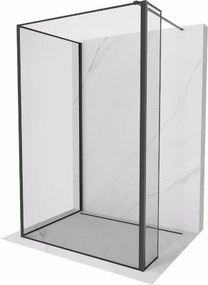 Mexen Kioto Paroi de douche Walk-in 110 x 70 x 30 cm, cadre noir, noir – 800-110-070-221-70-70-030