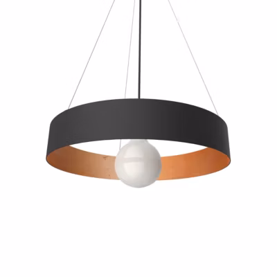 LUMICOM – HALO Suspension, 1X E27, max 42W, métal, noir mat/feuille cuivre, D.40cm