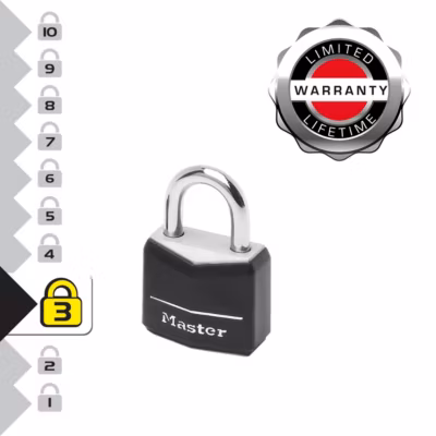 9120EURTBLK Lot de 2 Cadenas à Clé en Aluminium Massif recouvert de Vinyle, noir, 2 x 3,4 x 1,4 cm