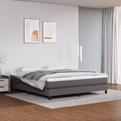 347846 vidaXL Matelas de lit à ressorts ensachés Gris 180x200x20cm Similicuir