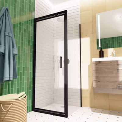 Swiss Aqua Technologies TEX-C ensemble porte compact/paroi 80x100cm anticalcaire avec profilés noir mat (SATTEXC80S100C)