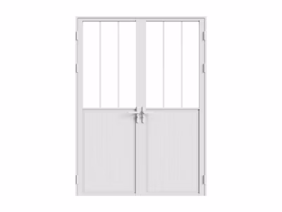 Bloc porte réversible à deux battants en aluminium et verre trempé style atelier – 2 x H204 x L83 cm – Blanc – ERMELO