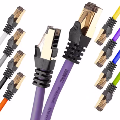CAT8 PE 1,5m Câble Ethernet SFTP 2000MHz Transmission de données 40Gb Réseau LAN Internet Connecteurs en or RJ45 Duronic