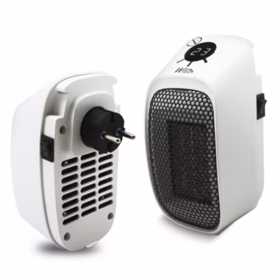 Chauffage Céramique Plug In 400W – Mini Radiateur Électrique Mural, Thermostat Réglable