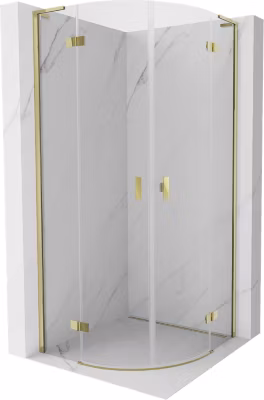 Mexen Mist L cabine de douche semi-circulaire pivotante 100 x 100 cm, transparent, dorée – 8A33L-100-100-50-00