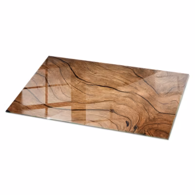 Dessus de table en verre trempé Wallfluent 100×50 cm Motif bois
