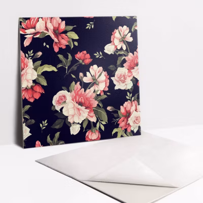 Carreaux vinyle Tulup 30×30 cm Fleurs roses 9 pcs