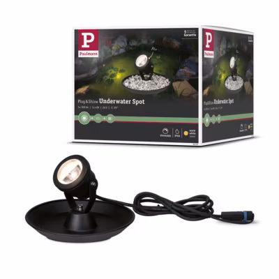 Plug & Shine Spot LED Luminaire de bassin Spot individuel IP68 3000K 4W Noir