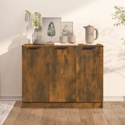 Buffet Chêne Fumé 90,5X30X70 Cm Bois D&rsquo;ingénierie