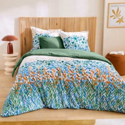 Parure de couette au style printanier (140×200 cm – Vert)