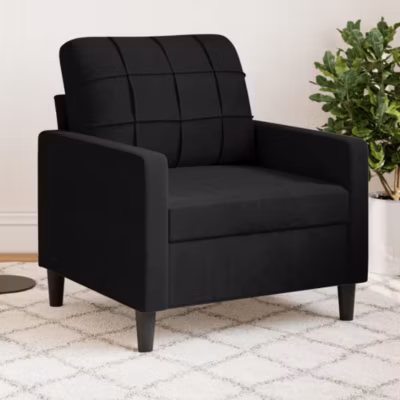 ZMH Fauteuil Noir 60 cm Velours