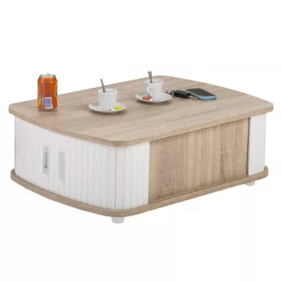 Table basse 80 cm Beaux Meubles Pas Chers blanc chêne bois