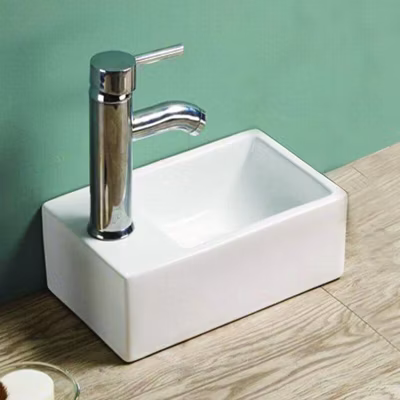 Petit lave main Gain de Place Gauche – Céramique – 30×20 cm – Essento
