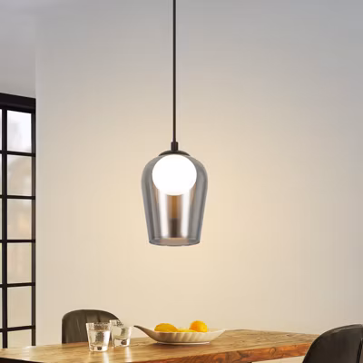 ZMH Suspension Gris Fumé G9 Rétro à Hauteur Réglable Forme Ovale Pour Salle à Manger Ou Salon
