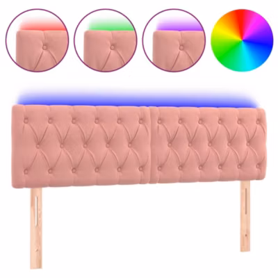 Tête de lit à LED Rose 144x7x78/88 cm Velours vidaXL