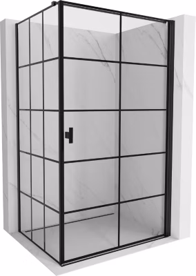 Mexen Mist-B cabine de douche pivotante droite 100 x 95 cm, grille noire, noir – 8A2T-100-095-70-77-P