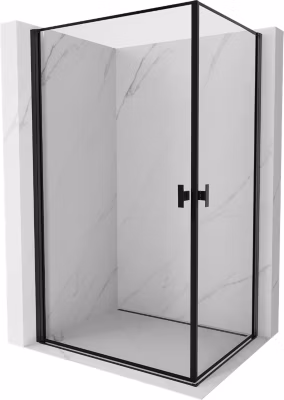 Mexen Mist-B Duo cabine de douche pivotante 90 x 100 cm, cadre noir, noir – 8A2-090L-100P-70-70