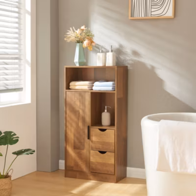 Armoire de salle de bain Namsskogan 100 x 50 x 25 cm effet noyer noir en.casa