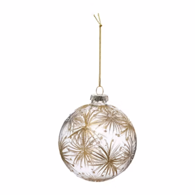 Boule de noël verre 90 mm motif fleurs – feeric lights & christmas