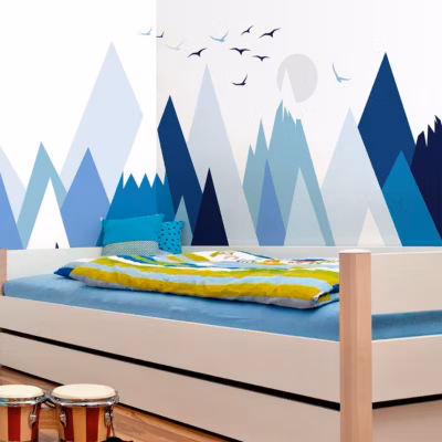 Stickers muraux enfants – Décoration chambre bébé – Autocollant Sticker mural géant enfant montagnes scandinaves SUKA – 120x180cm