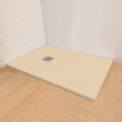 Receveur de douche en résine VALENCIA Finition Ardoise 70×70 Crème Intense