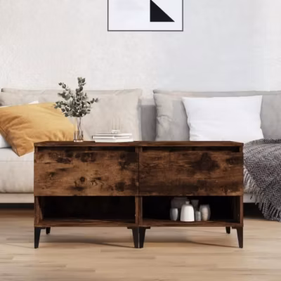 819559 vidaXL Tables d&rsquo;appoint 2 pcs Chêne fumé 50x46x50 cm Bois ingénierie