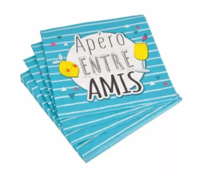 20 serviettes en papier apero entre amis